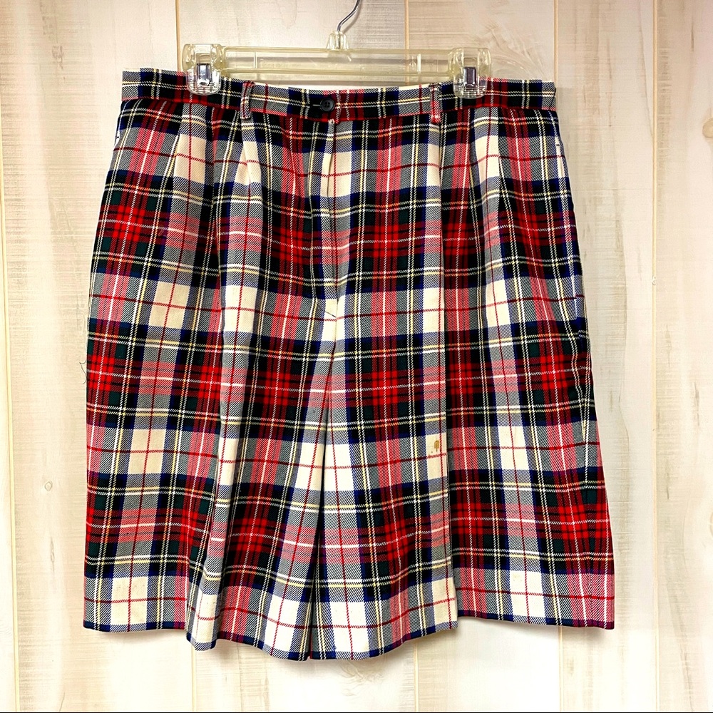 Vintage Pendleton Plaid Bermuda Shorts Sz 16 Tartan 100% Virgin Wool